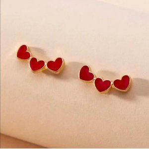 Red Heart Stud Earrings